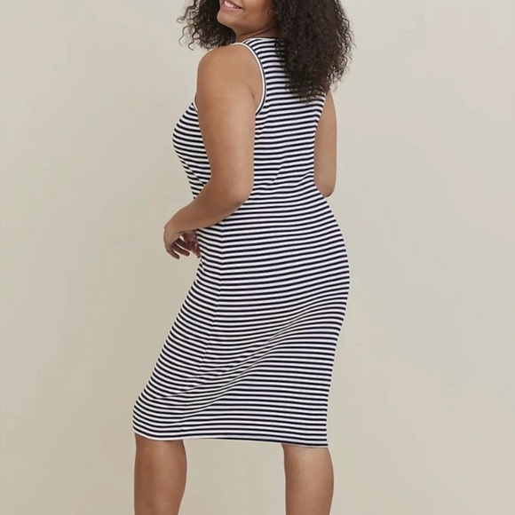 Women’s Torrid Midi Rib Bodycon Dress in Blue & White‎ Stripes Size 4X NWT - Picture 2 of 10